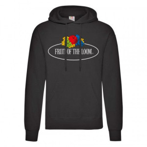 Bluza męska z kapturem Vintage z dużym logo Fruit of the Loom Czarny XL