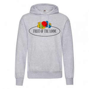 Bluza męska z kapturem Vintage z dużym logo Fruit of the Loom Heather Grey
