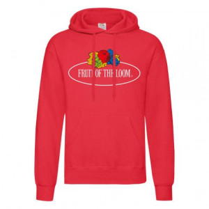 Bluza męska z kapturem Vintage z dużym logo Fruit of the Loom Czerwony L