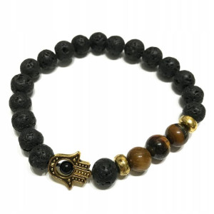 Bransoletka z Kamieniami - - Hamsa Tiger-eye