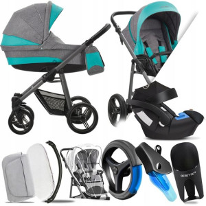 Bebetto 3w1 Vulcano V02 Gr |+ Fotelik Cybex Aton 5