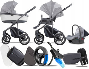 Bebetto 3w1 New 2020 Bresso Grey Carlo+ Megapakiet
