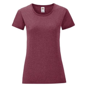 Koszulka damska ICONIC z odrywaną metką Fruit of the Loom Heather Burgundy