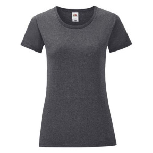 Koszulka damska ICONIC z odrywaną metką Fruit of the Loom Dark Heather Grey