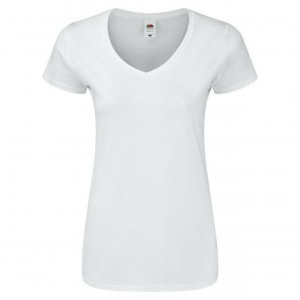 Koszulka damska Iconic V-Neck Fruit of The Loom Biały S