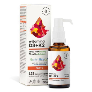 Witamina D3 4000 + K2 MK-7 Forte - Suplement Diety krople 50 ml - Aura Herb