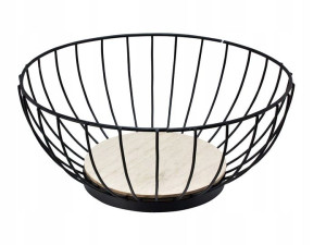 KOSZYK METALOWY na owoce MISKA 28 cm DREWNO