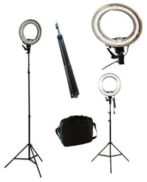 LAMPA PIERŚCIENIOWA 40W + Trójnożny Statyw Oświetlenie Fotografa ZD67