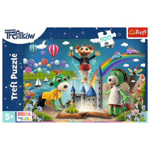 Puzzle 100 Bajkowy wieczór z Treflikami noc balony