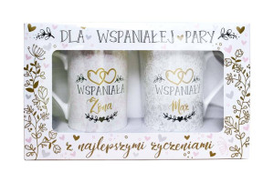 Kukartka komplet 2 kubków ŻONA i MĄŻ WSPANIALI