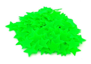 GWIAZDY FLUORESCENCYJNE ŚWIECĄCE w nocy 100 naklejek zielone AG683