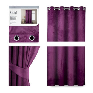 AmeliaHome Zasłona Velvet na przelotkach 140X245 1szt. Śliwkowa