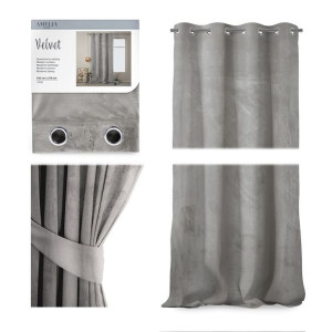 AmeliaHome Zasłona Velvet na przelotkach 140X270 1szt. Srebrna