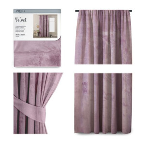 AmeliaHome Zasłona Velvet na taśmie 140X245 1szt. FIOŁKOWO Różowa
