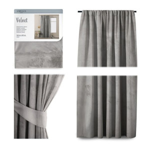 AmeliaHome Zasłona Velvet na taśmie 140X245 1szt. Srebrna