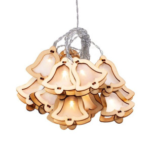 DecoKing Lampki LED z klipsem CRALA drewniane dzwonki 10diod