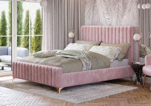 Łóżko w stylu Glamour 180x200 BELANIA (VFB-02) / Welur - Różowy