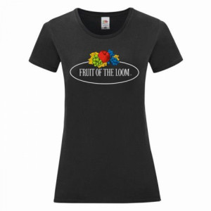 Koszulka damska Vintage z dużym logo Fruit of the Loom Czarny S