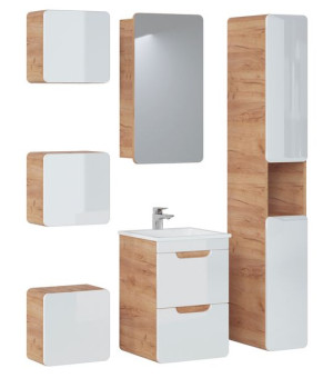 Meble Łazienkowe Biały Połysk/Złoty Craft ARUBA CMD