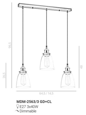Lampa wisząca Francis MDM-2563/3 GD+CL Italux