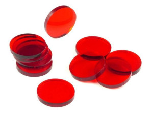 Znaczniki Akryl Czerwone Okrągłe 22x3mm 10szt