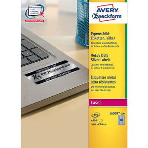 Etykiety znamionowe srebrne Avery Zweckform 45,7x21,2 mm L6009-100 srebrne