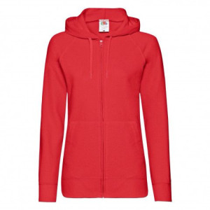Lekka rozpinana bluza damska z kapturem Lady-Fit Fruit of the Loom Czerwony