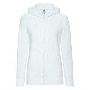Lekka rozpinana bluza damska z kapturem Lady-Fit Fruit of the Loom Biały XS