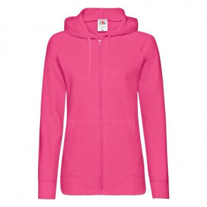 Lekka rozpinana bluza damska z kapturem Lady-Fit Fruit of the Loom Fuchsia