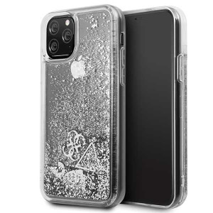 Etui  Guess do iPhone 11 Pro srebrny Glitter Hearts