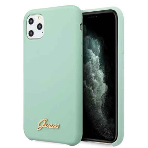 Etui  Guess do iPhone 11 Pro zielony Silicone Vintage Gold Logo
