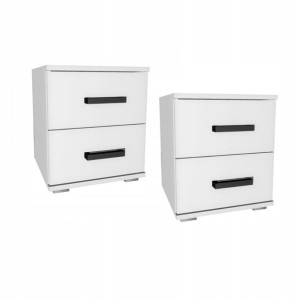 2x stolik nocny SEMI 40 szuflady BIAŁY-CZARNY SI-H