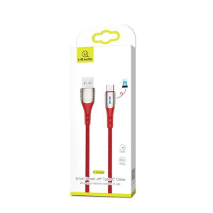 USAMS Kabel pleciony U-Tone USB-C 2m Power-off 2A QC 3.0 Fast Charging czer