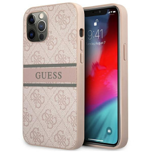 Etui Guess do iPhone 12/12 Pro 6,1" różowy 4G Stripe