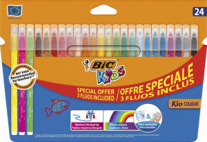 Flamastry Kids Kid Couleur Fluo Pudełko 20+4szt BIC