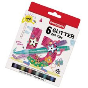 Bruynzeel Glitter Felt Tips Flamastry 6 kolorów