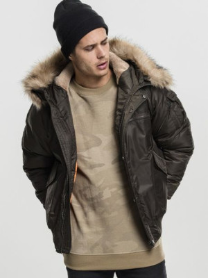 TB 1809 Heavy Fake Fur Bomber Dark Olive