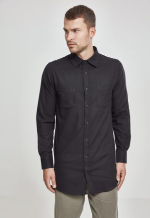 Side-Zip Long Checked Flanell Black