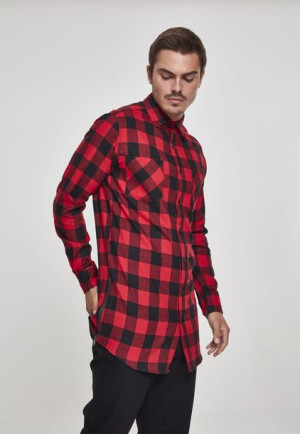 Side-Zip Long Checked Flanell Black/Red