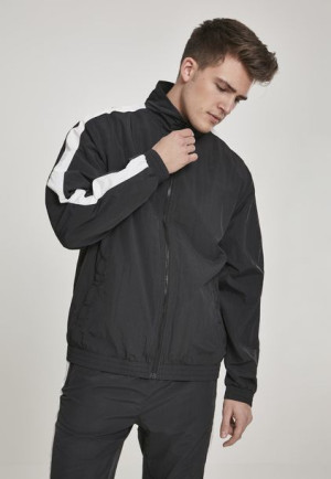 Striped Sleeve Crinkle Black/White