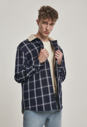 Sherpa Lined Shirt Navy/White