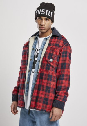 Zimowa Kurtka Check Flannel Sherpa Red