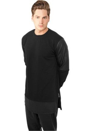 Long Zipped Leather Imitation Black