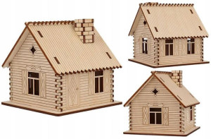 Chatka DOM sklejki 3D LAS W SŁOIKU Szkle 10 cm V2