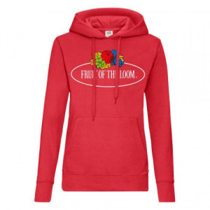 Bluza damska z kapturem Vintage z dużym logo Fruit of the Loom Czerwony XL