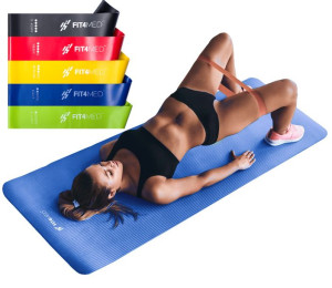 5 Gum Ćwiczeń Miniband Fitness Mata Do Ćwiczeń Set