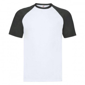 Koszulka męska Baseball z krótkim rękawem Fruit of the Loom Biały/Czarny XL