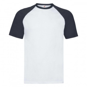 Koszulka męska Baseball z krótkim rękawem Fruit of the Loom Biały/Ciemnogra
