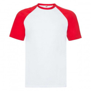 Koszulka męska Baseball z krótkim rękawem Fruit of the Loom Biały/Czerwony