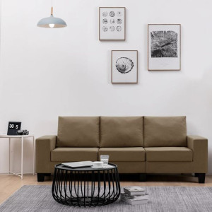 3-osobowa sofa, brązowa, tapicerowana tkaniną